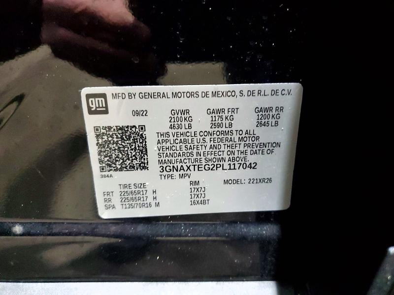 73439045 :رقم المزاد ، 3GNAXTEG2PL117042 vin ، 2023 Chevrolet Equinox مزاد بيع