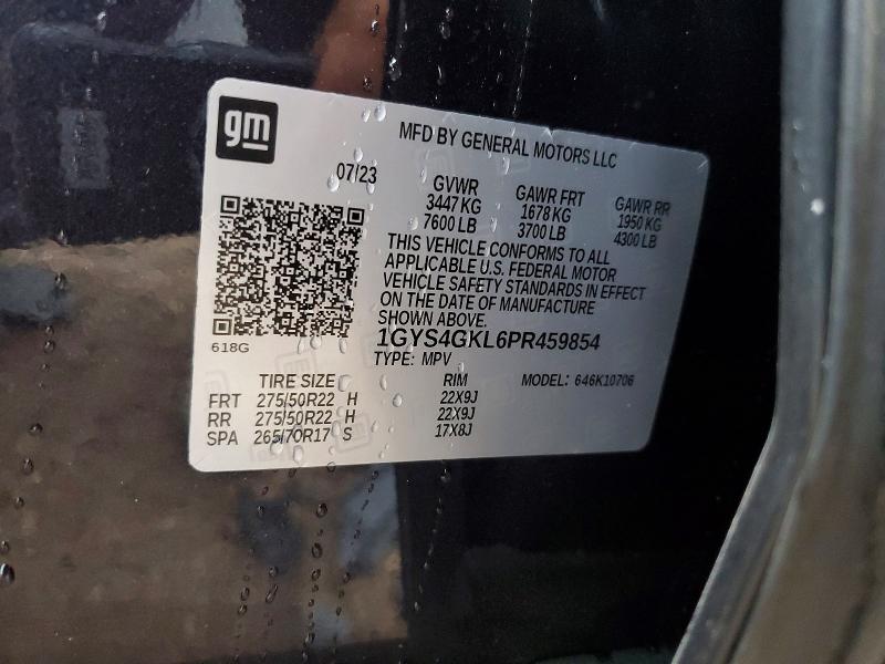 74004015 :رقم المزاد ، 1GYS4GKL6PR459854 vin ، 2023 Cadillac Escalade مزاد بيع
