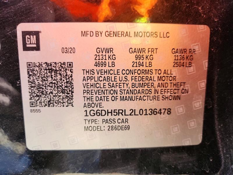 79223935 :رقم المزاد ، 1G6DH5RL2L0136478 vin ، 2020 Cadillac Ct4-v مزاد بيع
