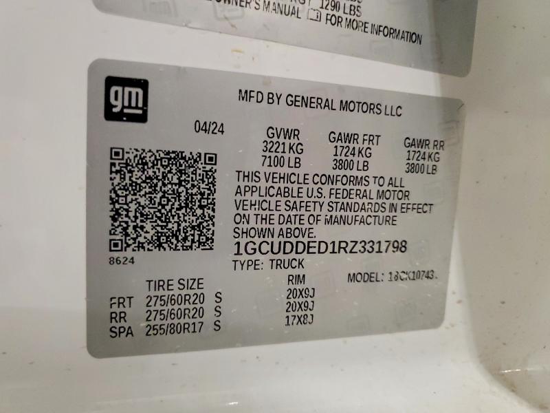 Продажа на аукционе авто 2024 Chevrolet Silverado, vin: 1GCUDDED1RZ331798, номер лота: 73295545