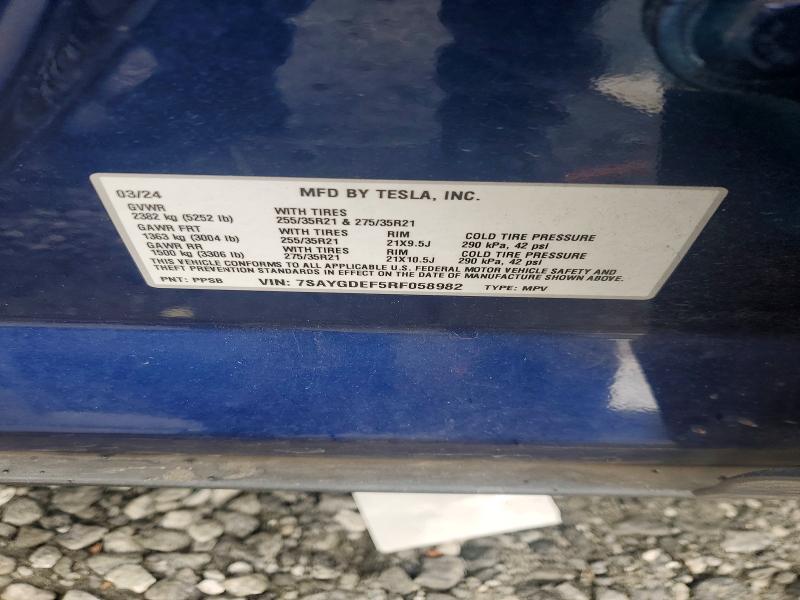 Продажа на аукционе авто 2024 Tesla Model Y, vin: 7SAYGDEF5RF058982, номер лота: 74411475