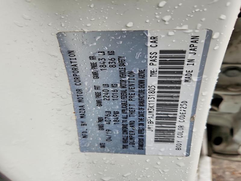 2019 Mazda 3 მანქანა იყიდება აუქციონზე, vin: JM1BPAJM3K1131805, აუქციონის ნომერი: 72146395