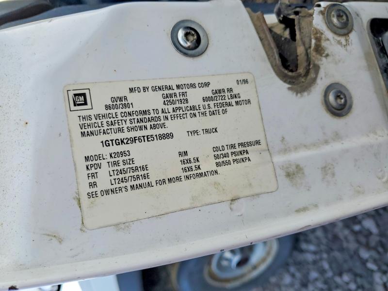 1996 Gmc Sierra მანქანა იყიდება აუქციონზე, vin: 1GTGK29F6TE518889, აუქციონის ნომერი: 99325255