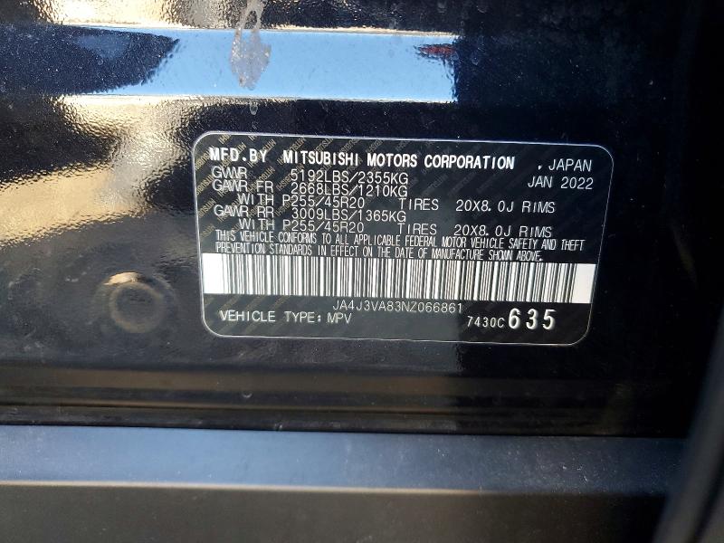 Продаж на аукціоні авто 2022 Mitsubishi Outlander, vin: JA4J3VA83NZ066861, номер лоту: 74399975