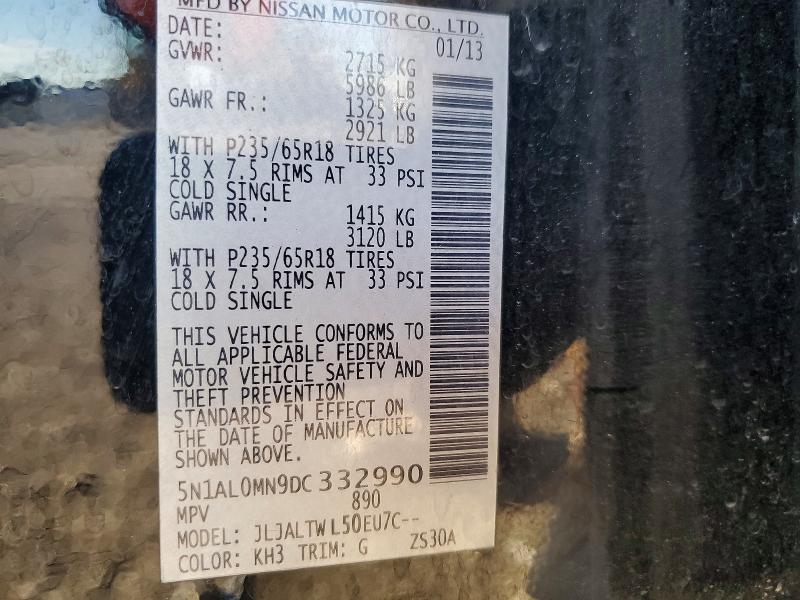 Aukcja sprzedaży 2013 Infiniti Jx35, vin: 5N1AL0MN9DC332990, numer aukcji: 72803295