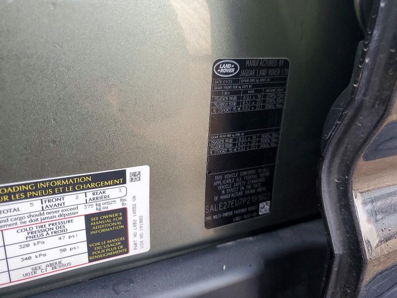 2023 Land Rover Defender მანქანა იყიდება აუქციონზე, vin: SALE27EU7P2191802, აუქციონის ნომერი: 73064645
