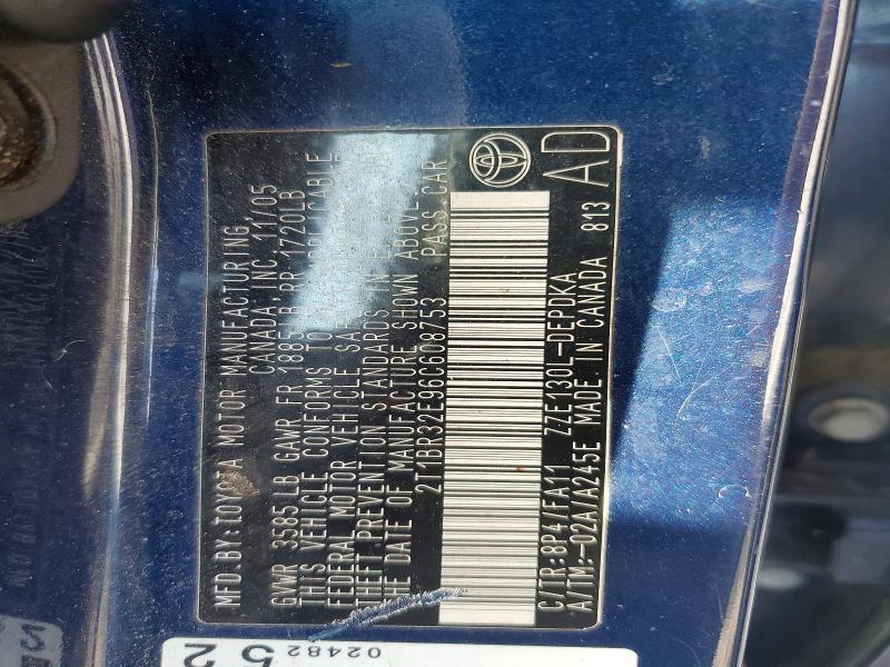Aukcja sprzedaży 2006 Toyota Corolla, vin: 2T1BR32E96C608753, numer aukcji: 99996165
