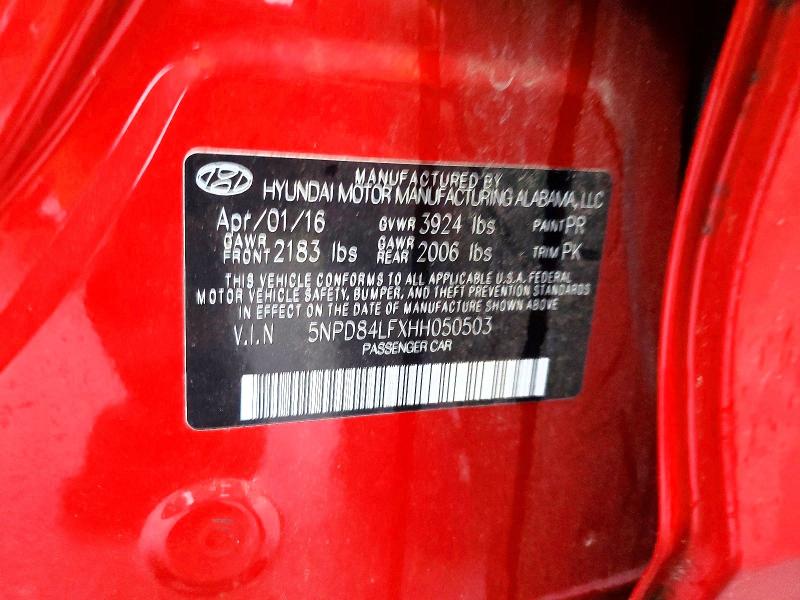 97764735 :رقم المزاد ، 5NPD84LFXHH050503 vin ، 2017 Hyundai Elantra مزاد بيع