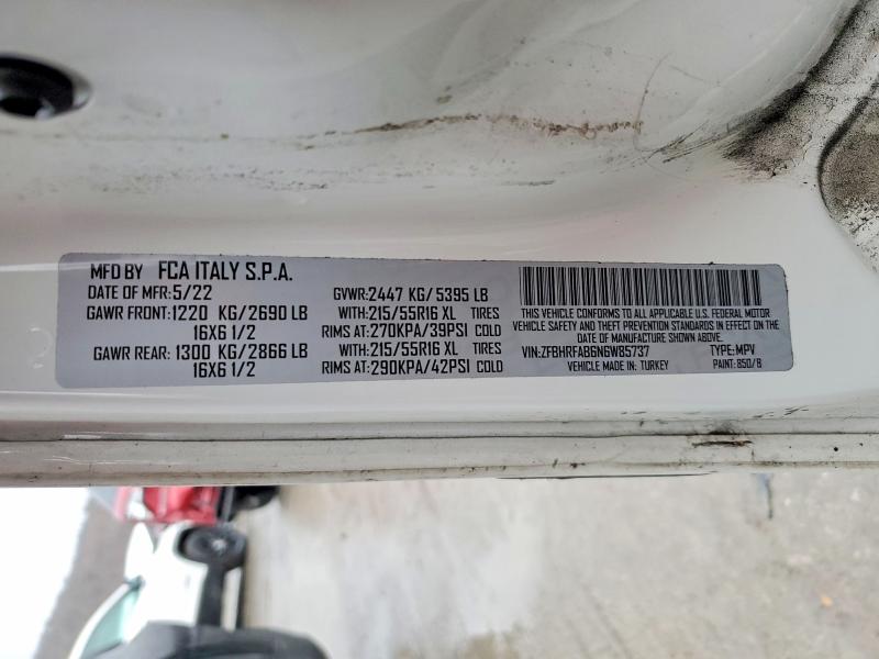 2022 Ram Promaster მანქანა იყიდება აუქციონზე, vin: ZFBHRFAB6N6W85737, აუქციონის ნომერი: 75712555
