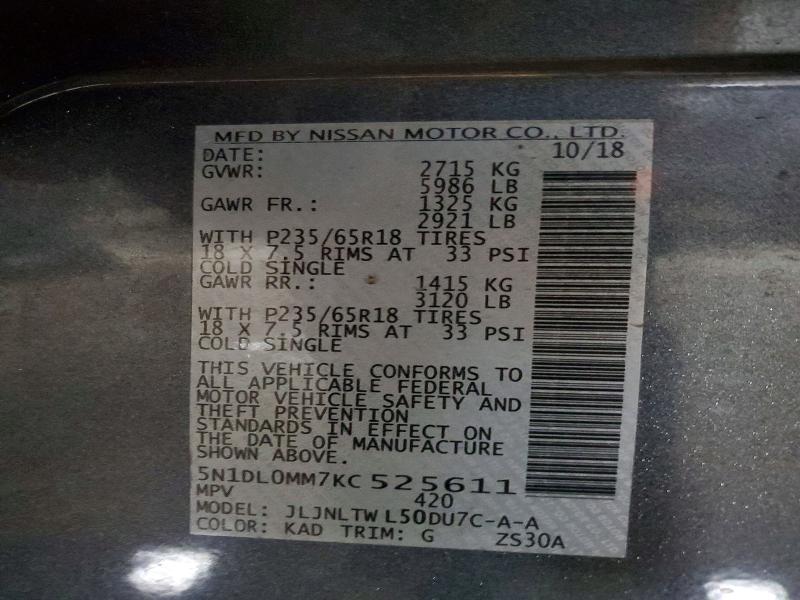 Aukcja sprzedaży 2019 Infiniti Qx60, vin: 5N1DL0MM7KC525611, numer aukcji: 74148295