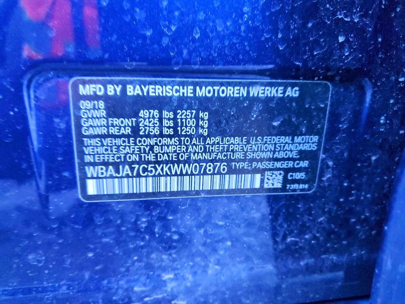 Продажа на аукционе авто 2019 Bmw 530, vin: WBAJA7C5XKWW07876, номер лота: 73432815