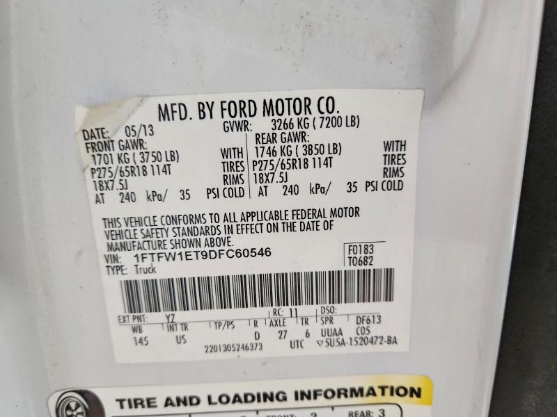 Продаж на аукціоні авто 2013 Ford F150, vin: 1FTFW1ET9DFC60546, номер лоту: 73651655