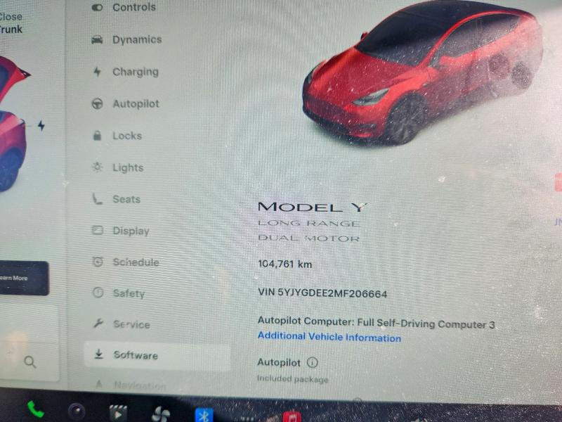 2021 Tesla Model Y მანქანა იყიდება აუქციონზე, vin: 5YJYGDEE2MF206664, აუქციონის ნომერი: 97089955