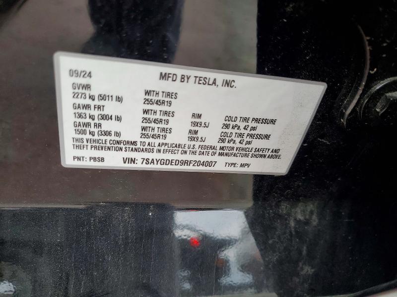 Aukcja sprzedaży 2024 Tesla Model Y, vin: 7SAYGDED9RF204007, numer aukcji: 93654305