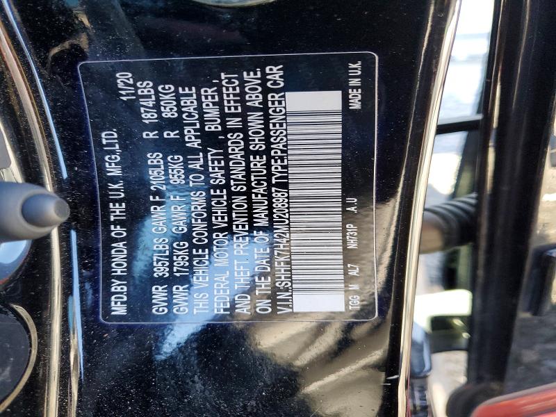 Продаж на аукціоні авто 2021 Honda Civic, vin: SHHFK7H42MU208987, номер лоту: 99067525