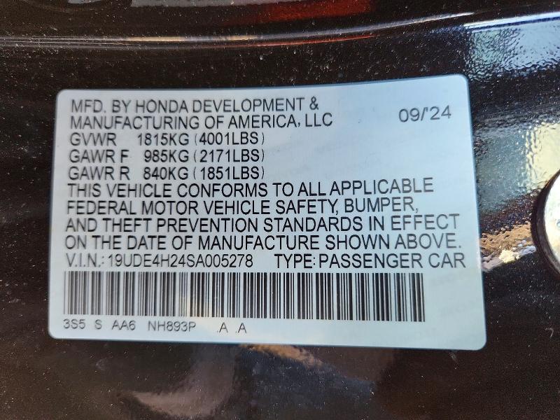 97882765 :رقم المزاد ، 19UDE4H24SA005278 vin ، 2025 Acura Integra مزاد بيع