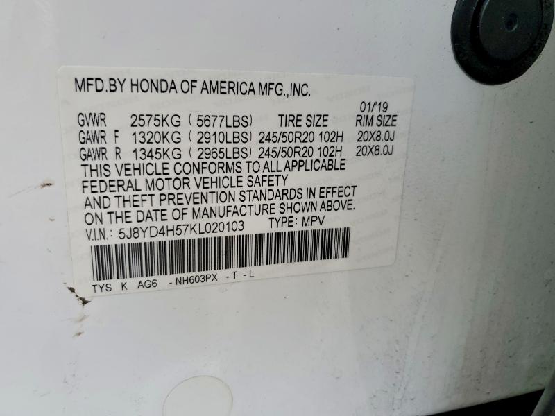 Продажа на аукционе авто 2019 Acura Mdx, vin: 5J8YD4H57KL020103, номер лота: 99572935