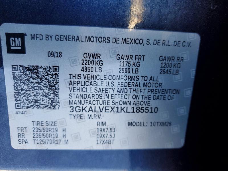 74811985 :رقم المزاد ، 3GKALVEX1KL185510 vin ، 2019 Gmc Terrain مزاد بيع