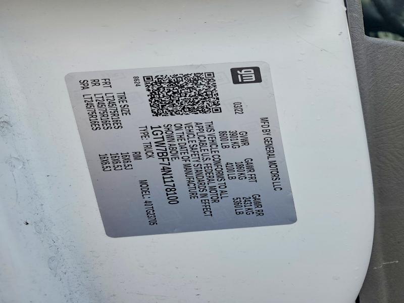 Aukcja sprzedaży 2022 Gmc Savana, vin: 1GTW7BF74N1178100, numer aukcji: 98476085
