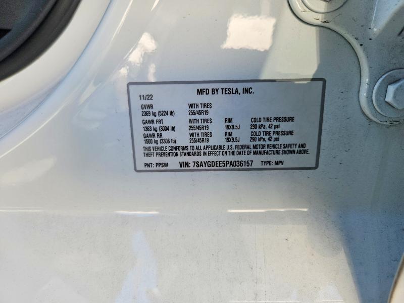 74813845 :رقم المزاد ، 7SAYGDEE5PA036157 vin ، 2023 Tesla Model Y مزاد بيع