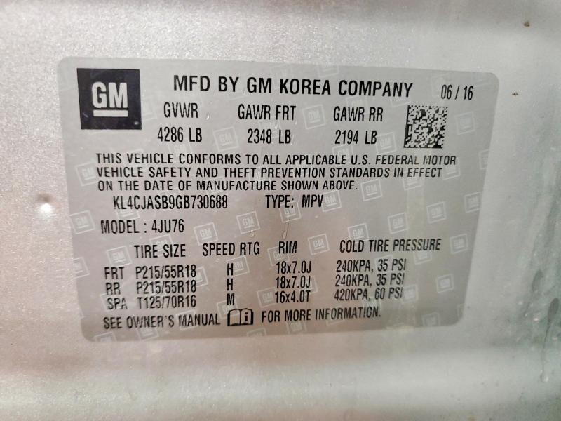 Продажа на аукционе авто 2016 Buick Encore, vin: KL4CJASB9GB730688, номер лота: 73760685