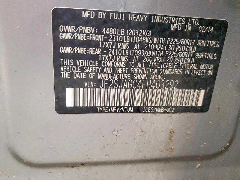 73655545 :رقم المزاد ، JF2SJAGC4FH403292 vin ، 2015 Subaru Forester مزاد بيع