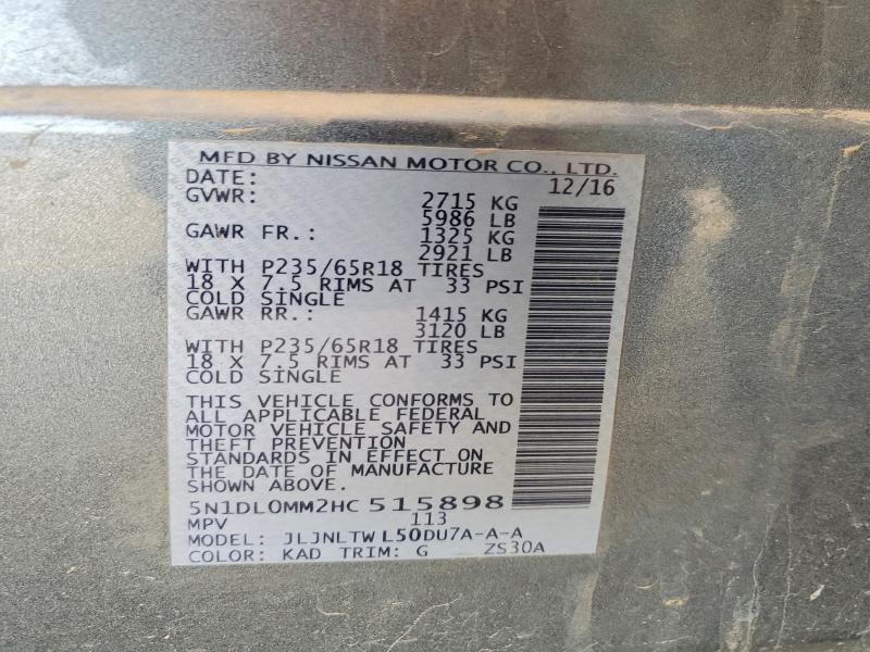 74208635 :رقم المزاد ، 5N1DL0MM2HC515898 vin ، 2017 Infiniti Qx60 مزاد بيع