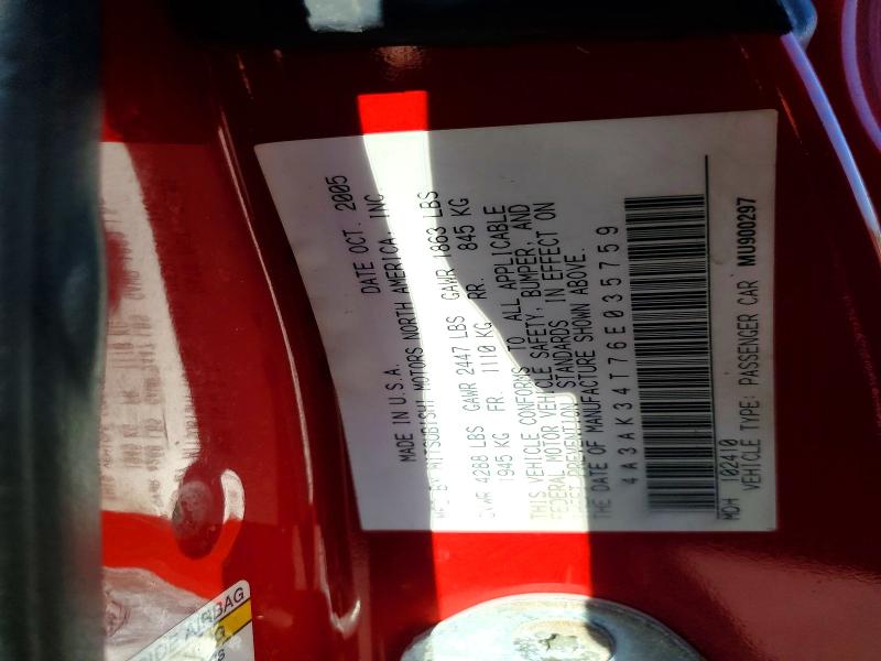 99419705 :رقم المزاد ، 4A3AK34T76E035759 vin ، 2006 Mitsubishi Eclipse مزاد بيع