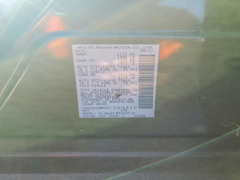 Продажа на аукционе авто 2015 Nissan Pathfinder, vin: 5N1AR2MM2FC703315, номер лота: 74091045