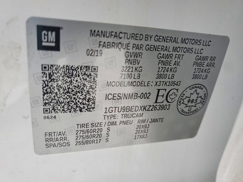 Продажа на аукционе авто 2019 Gmc Sierra, vin: 1GTU9BEDXKZ263903, номер лота: 97289015