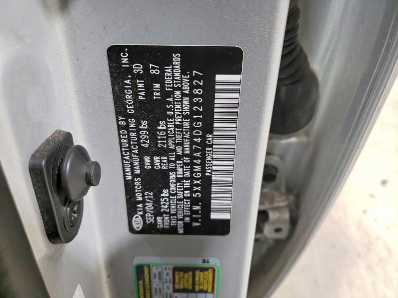 72642615 :رقم المزاد ، 5XXGM4A74DG123827 vin ، 2013 Kia Optima مزاد بيع