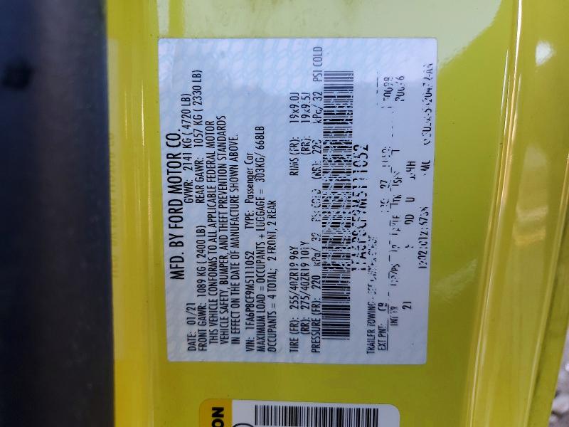 Auction sale of the 2021 Ford Mustang Gt, vin: 1FA6P8CF9M5111052, lot number: 73201265