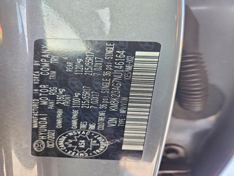 72429245 :رقم المزاد ، KM8K23AG7NU146164 vin ، 2022 Hyundai Kona مزاد بيع