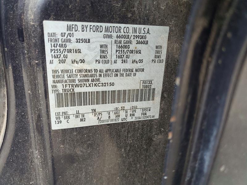 Aukcja sprzedaży 2001 Ford F150, vin: 1FTRW07LX1KC32150, numer aukcji: 74499085