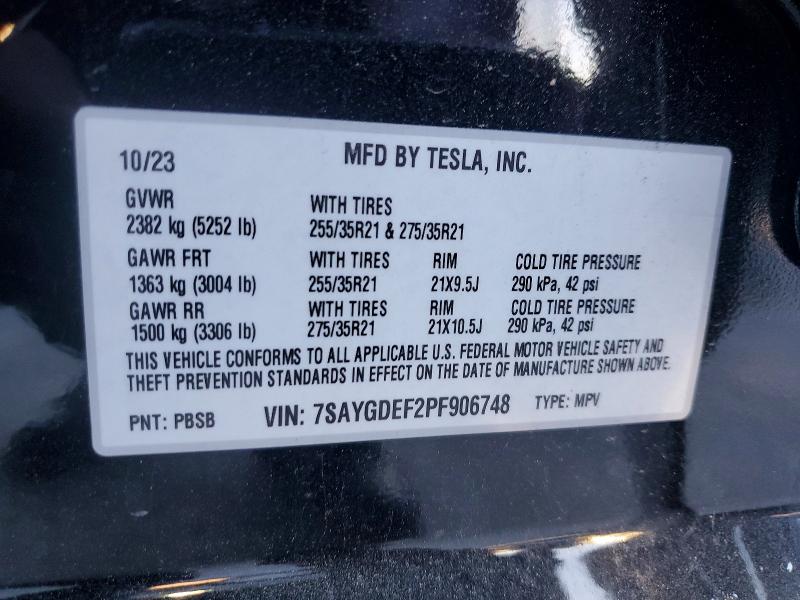 Продажа на аукционе авто 2023 Tesla Model Y, vin: 7SAYGDEF2PF906748, номер лота: 99264475