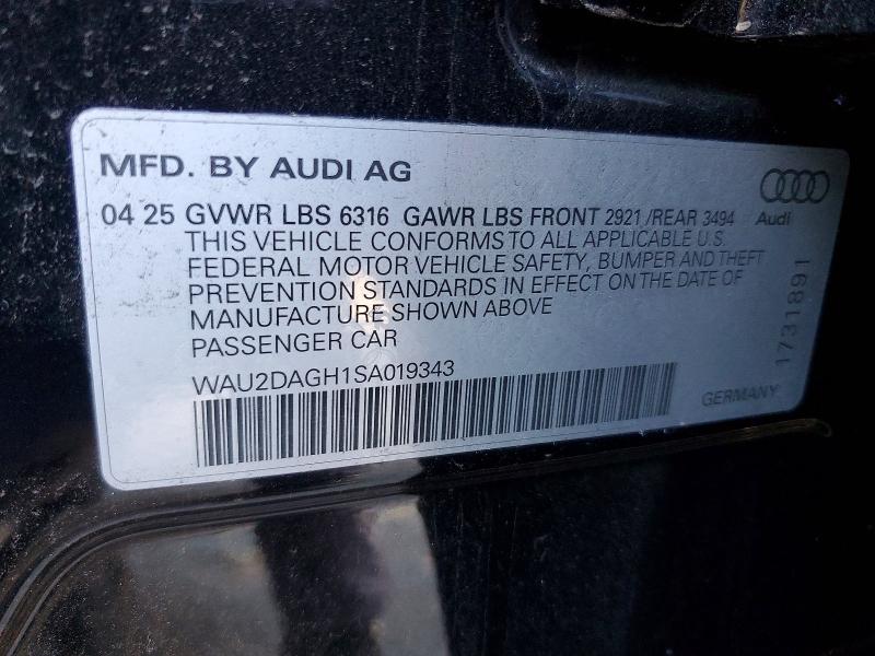 2025 Audi A6 E-tron მანქანა იყიდება აუქციონზე, vin: WAU2DAGH1SA019343, აუქციონის ნომერი: 99483665
