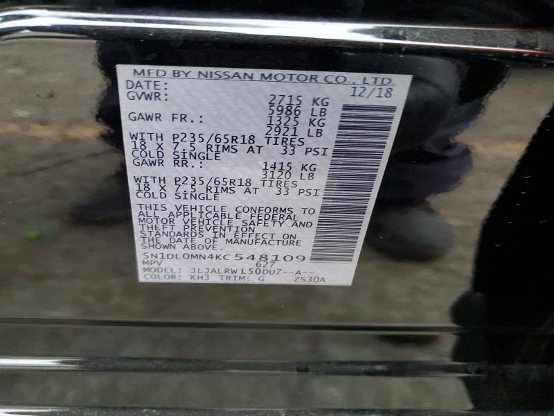Aukcja sprzedaży 2019 Infiniti Qx60, vin: 5N1DL0MN4KC548109, numer aukcji: 98861165