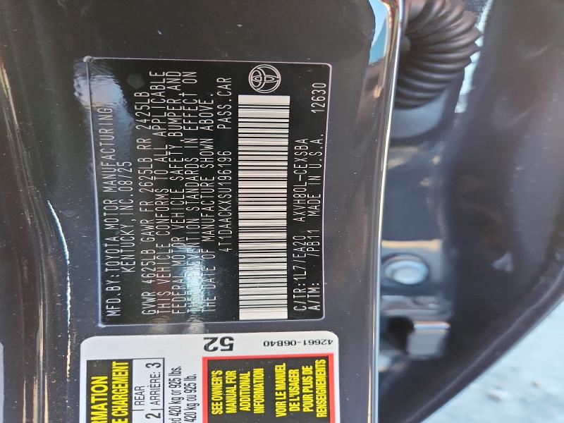 Aukcja sprzedaży 2025 Toyota Camry, vin: 4T1DAACKXSU196196, numer aukcji: 73158405