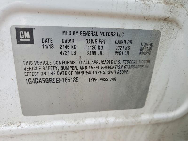 72325485 :رقم المزاد ، 1G4GA5GR9EF165185 vin ، 2014 Buick Lacrosse مزاد بيع