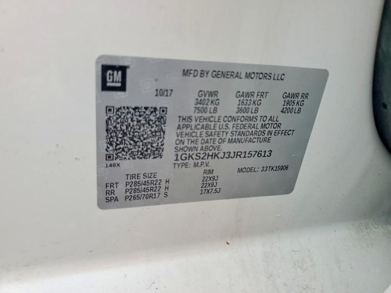 2018 Gmc Yukon Xl მანქანა იყიდება აუქციონზე, vin: 1GKS2HKJ3JR157613, აუქციონის ნომერი: 99168345