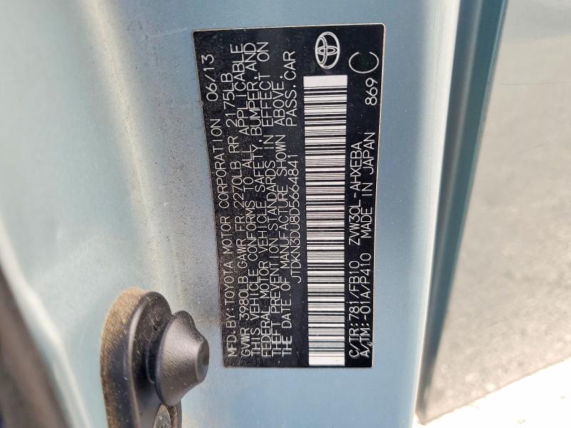 72985055 :رقم المزاد ، JTDKN3DU8D5664841 vin ، 2013 Toyota Prius مزاد بيع