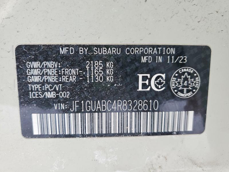 75295545 :رقم المزاد ، JF1GUABC4R8328610 vin ، 2024 Subaru Impreza مزاد بيع