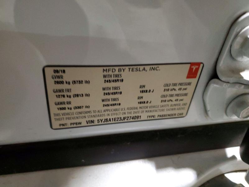 Продажа на аукционе авто 2018 Tesla Model S, vin: 5YJSA1E23JF274091, номер лота: 99006595