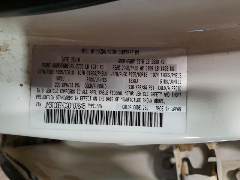 73904645 :رقم المزاد ، JM3TCBBY0G0107845 vin ، 2016 Mazda Cx-9 مزاد بيع