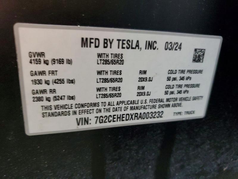Продажа на аукционе авто 2024 Tesla Cybertruck, vin: 7G2CEHEDXRA003232, номер лота: 73001905