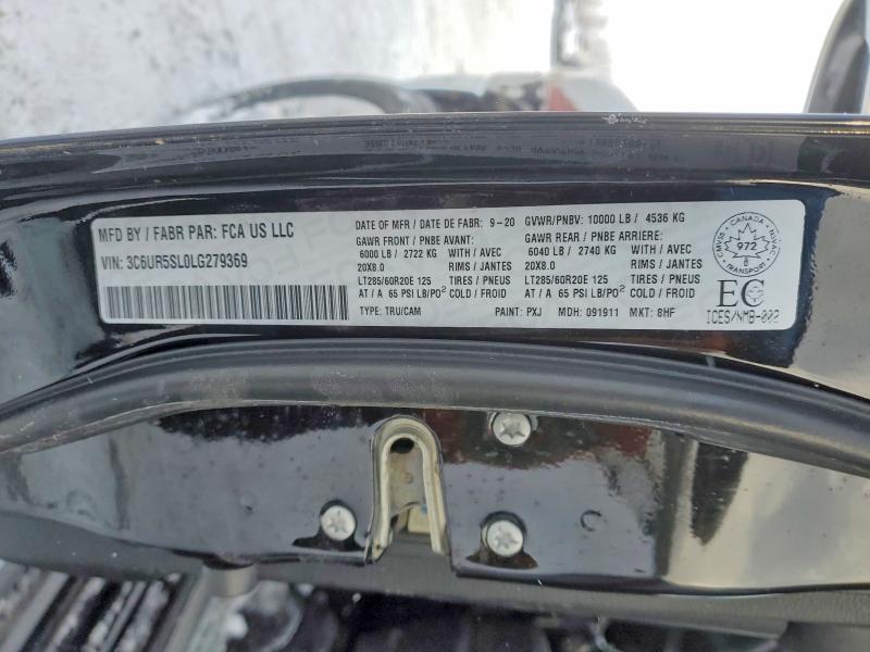 Продаж на аукціоні авто 2020 Ram 2500, vin: 3C6UR5SL0LG279369, номер лоту: 73993655
