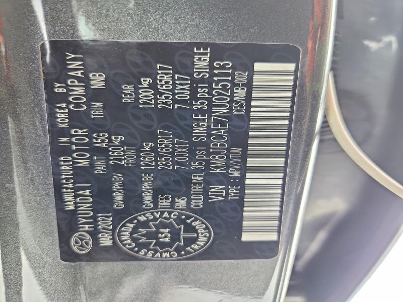73462675 :رقم المزاد ، KM8JBCAE7NU025113 vin ، 2022 Hyundai Tucson Sel مزاد بيع