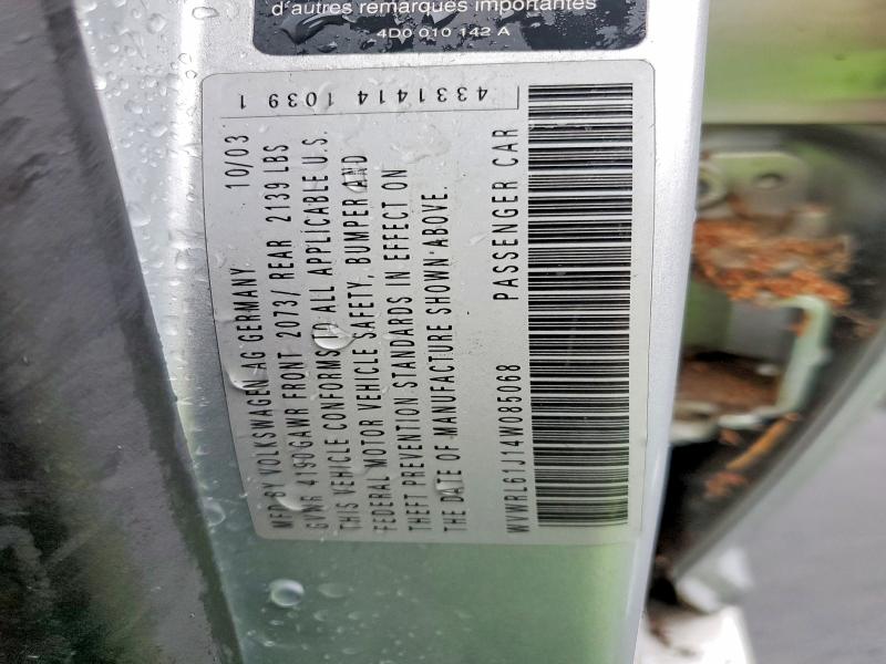 Aukcja sprzedaży 2004 Volkswagen Jetta, vin: WVWRL61J14W085068, numer aukcji: 98911255