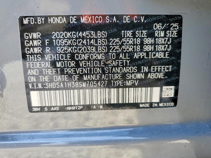 2025 Acura Adx მანქანა იყიდება აუქციონზე, vin: 3HDSA1H38SM705427, აუქციონის ნომერი: 99380555
