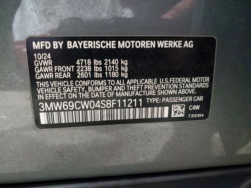 72996175 :رقم المزاد ، 3MW69CW04S8F11211 vin ، 2025 Bmw 330i مزاد بيع